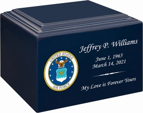 Stonewood Large Full Color Air Force Emblem Cremation Urn for Human Ashes - Composite Wood Cremation Urn for Adult Ashes - 280 Cubic Inch Capacity -Personalization Included