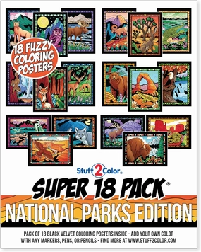 Super Pack of 18 Fuzzy Velvet Coloring Posters (National Parks Edition) - Great for Family Time, Arts & Crafts, Travel, At Home, Care Facilities [All Ages: Girls, Boys, Adults, Toddlers, Teens]