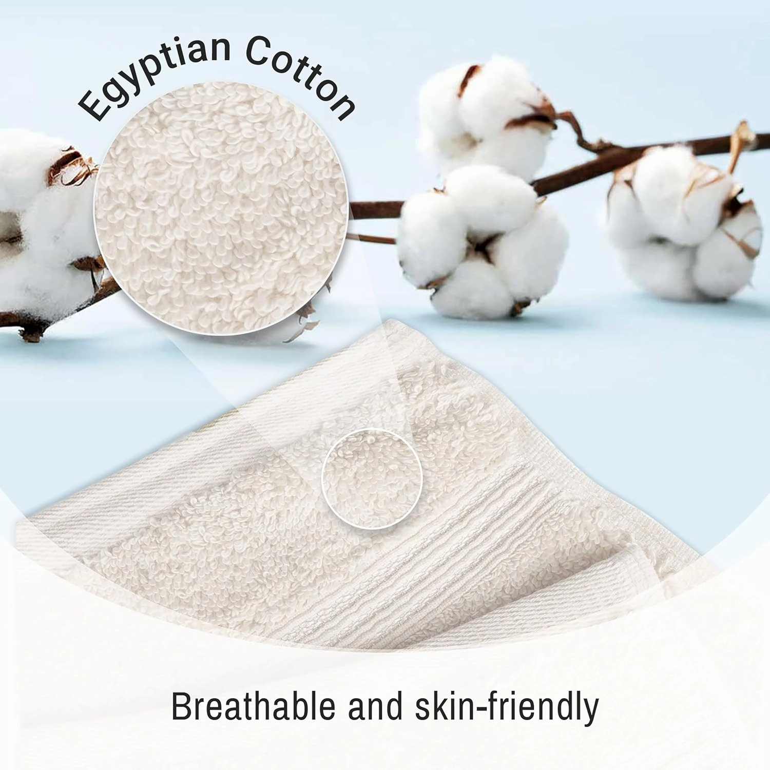 Superior Egyptian Cotton 10-Piece Face Towel Set , Small Towels For Facial, Spa, Quick Dry, Absorbent Towels, Bathroom Accessories, Guest Bath, Home Essentials, Washcloth, Airbnb, Ivory