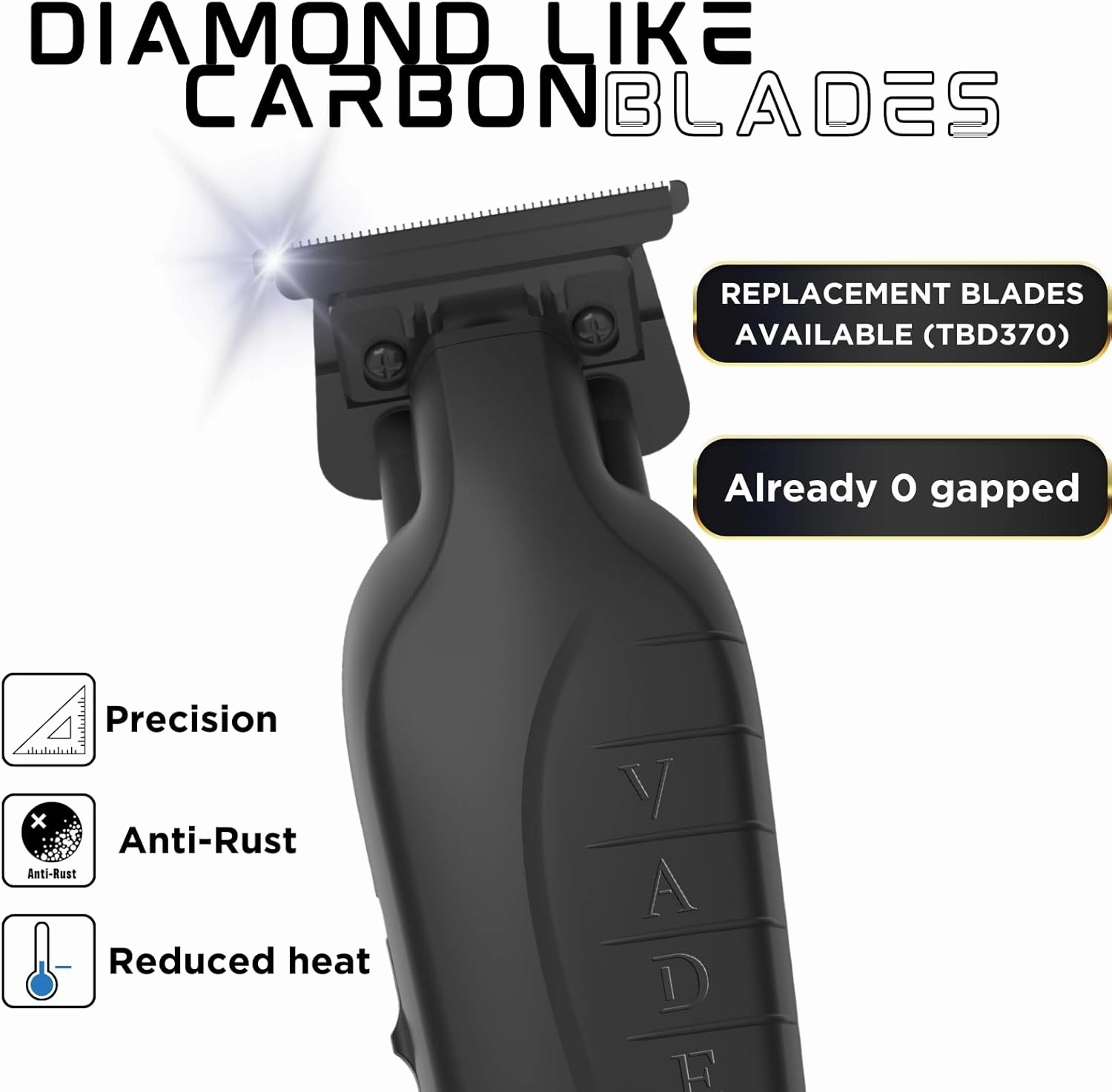 Supreme Trimmer Vader Professional Liner Trimmer for Barbers with 210 Min Run Time, Professional Motor, Sharp DLC T-Blade, USB-C Charge Clipper | ST3778