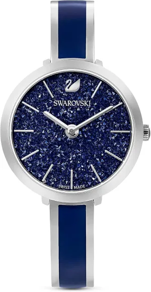 Swarovski Crystalline Aura Watch, Taupe Leather Strap, Rose-Gold Tone Finish, Clear Crystals, Swiss Made, Part of The Crystalline Watch Collection