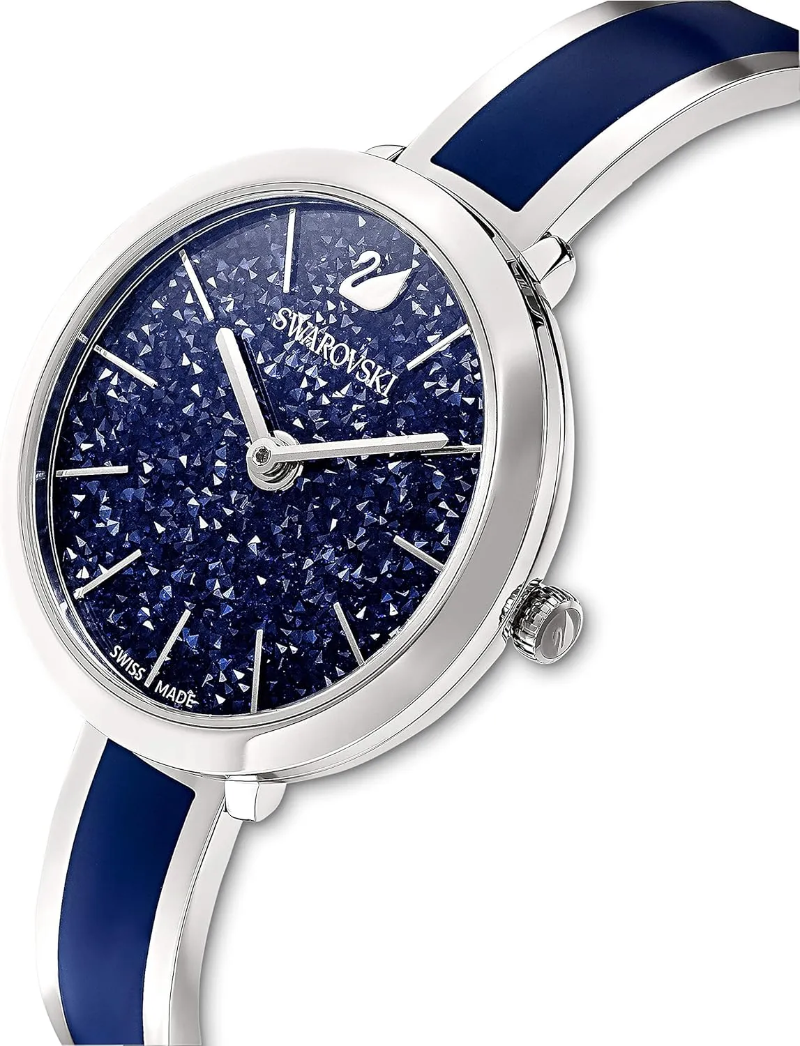 Swarovski Crystalline Aura Watch, Taupe Leather Strap, Rose-Gold Tone Finish, Clear Crystals, Swiss Made, Part of The Crystalline Watch Collection