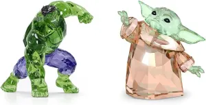 SWAROVSKI Marvel Hulk 3.75 Inch and Mandalorian The Child Star Wars Crystal Figurines