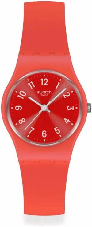 Swatch Casual Watch Unisex Pink Quartz Plastic Notes of Coral