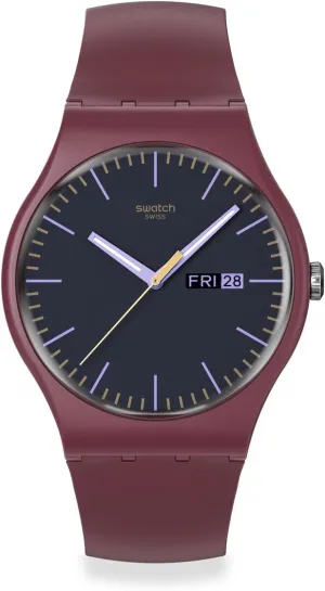 Swatch Casual Watch Unisex Red Quartz Bio-sourced Burgundy Berry