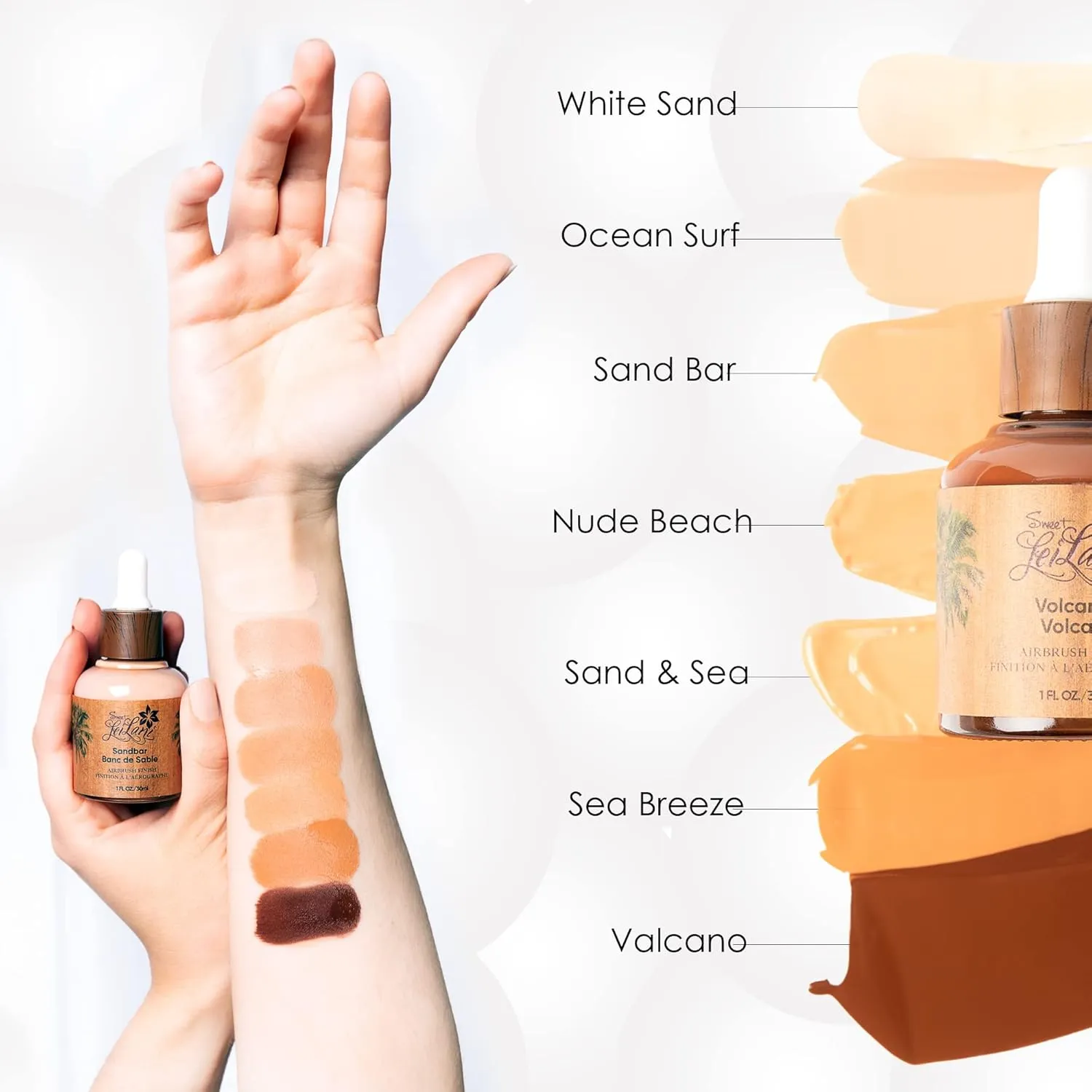 Sweet LeiLani Liquid Foundation, Waterproof Full Coverage Foundation Vegan, Cruelty-Free, 3 in 1 Makeup Foundation Liquid. No Parabens, Gluten, Fragrance (Ocean Surf)- 1 oz