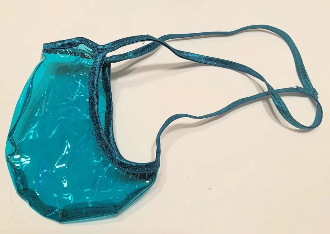 SWIC Men's G String Thong Cali Cut CLEAR PLASTIC See Through Pink Teal or Purple (XL, Hot Pink)