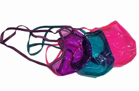 SWIC Men's G String Thong Cali Cut CLEAR PLASTIC See Through Pink Teal or Purple (XL, Hot Pink)