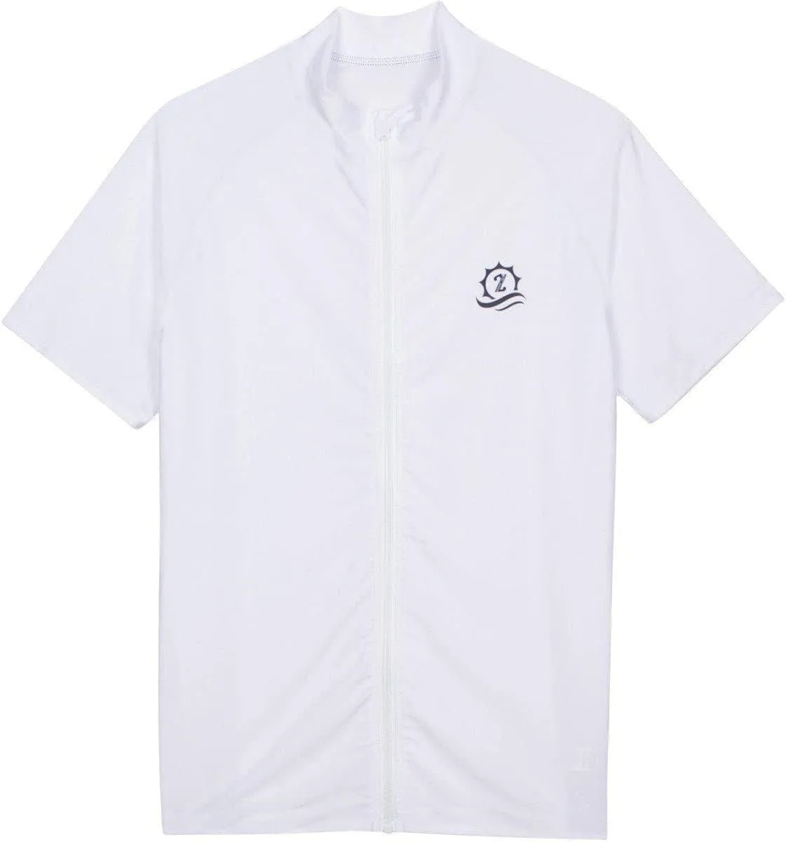 SwimZip Men's Short Sleeve Zipper Rash Guard Swim Shirt w/UPF 50 Sun Protection