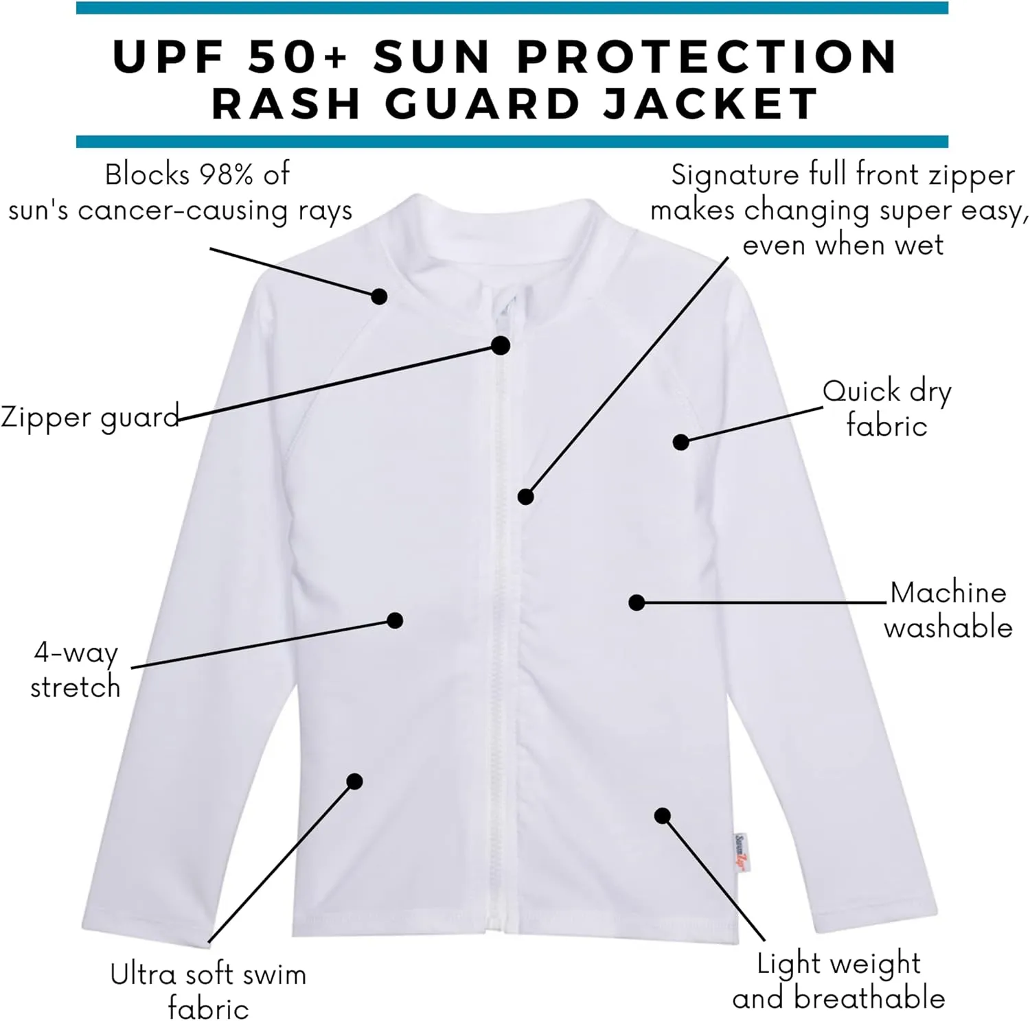 SwimZip UPF 50  Long Sleeve Rash Guard for Boys' and Girls' - Baby, Toddler, Kids
