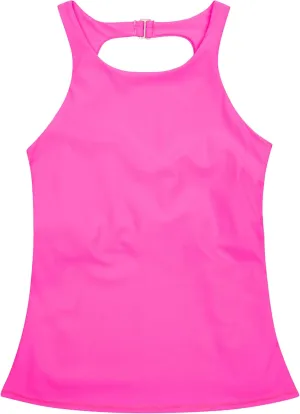 SwimZip Women's High Neck Fitted Tankini Swim Shirt - UPF 50  Sun Protection