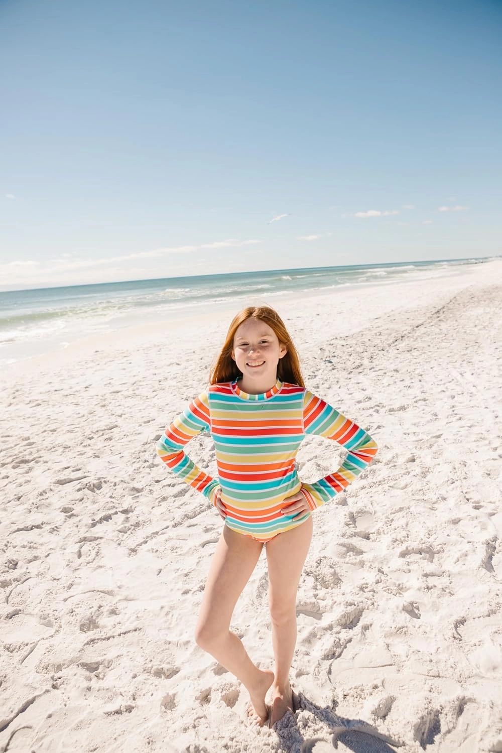SwimZip® Girls' Long Sleeve UPF 50  One-Piece Swimsuit - Ages 6-14