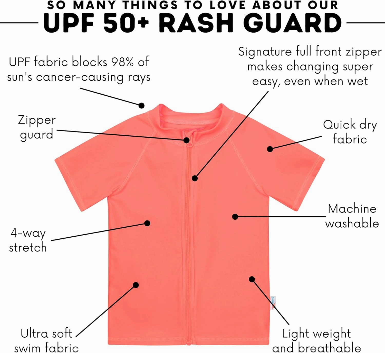 SwimZip UPF 50  Short Sleeve Rash Guard for Boys' and Girls' - Baby, Toddler, Kids