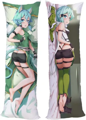Sword Online Pillow Cover Asuna Asada Shino Cushion Cover Pillow Case Peach Skin 150x50cm(59in x 19.6in) Pillowcase