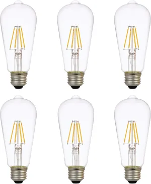 SYLVANIA LED TruWave Natural Series ST19 Edison Light Bulb, 60W Equivalent Efficient 7W, Dimmable, Clear, 2700K, Soft White - 6 Pack (40908)