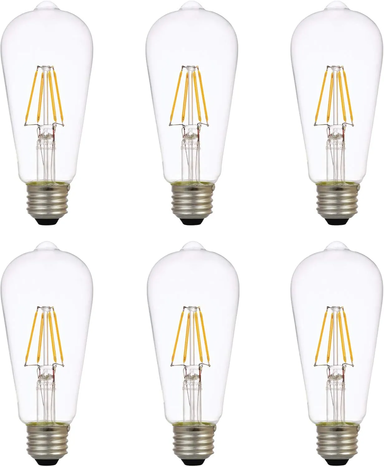SYLVANIA LED TruWave Natural Series ST19 Edison Light Bulb, 60W Equivalent Efficient 7W, Dimmable, Clear, 2700K, Soft White - 6 Pack (40908)