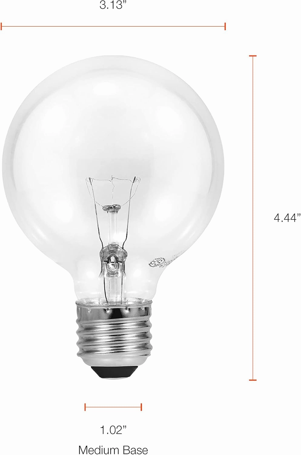 SYLVANIA Incandescent G25 Décor Globe Light Bulb, 40W, Dimmable, E26 Medium Base, Clear, 2850K, Warm White - 6 Pack (14191)