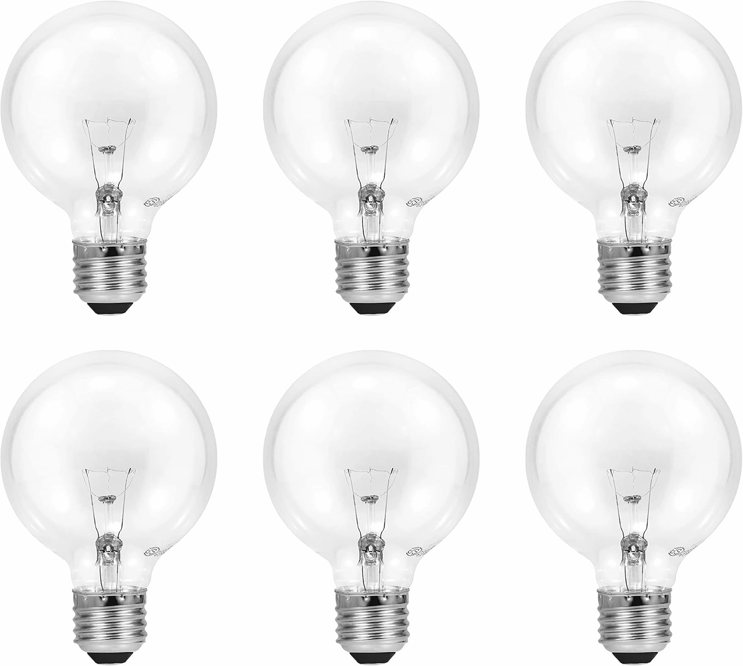 SYLVANIA Incandescent G25 Décor Globe Light Bulb, 40W, Dimmable, E26 Medium Base, Clear, 2850K, Warm White - 6 Pack (14191)