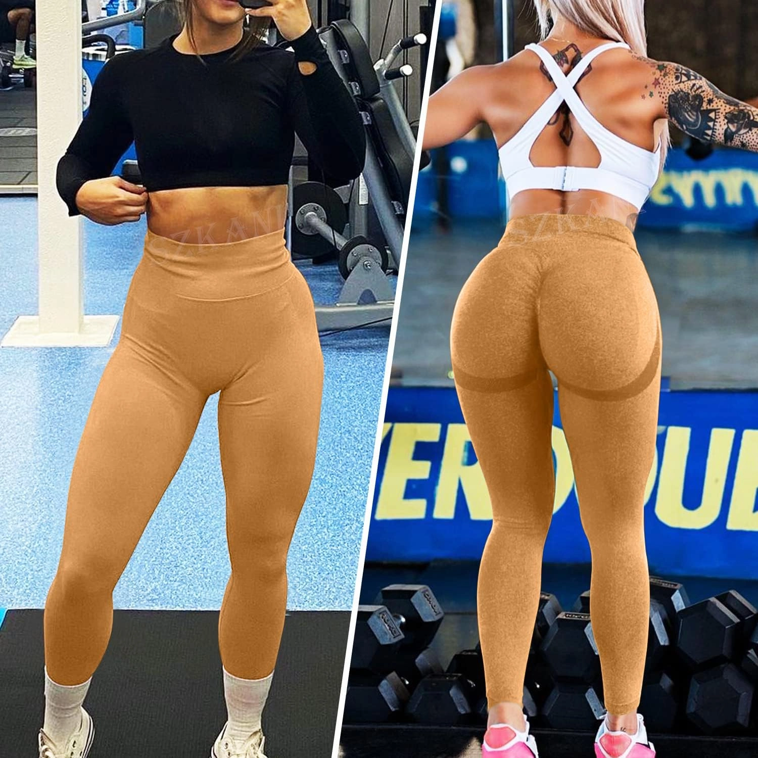 SZKANI Butt Lifting Leggings for Women Booty High Waisted Workout Yoga Pants Scrunch Butt Gym Seamless Booty Tight