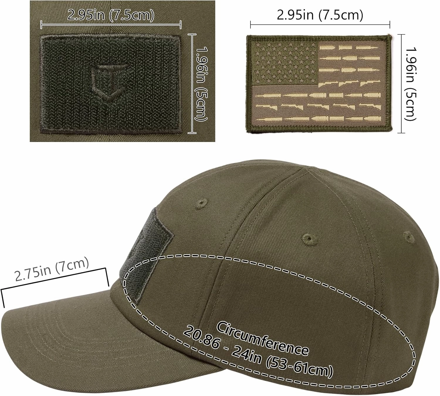 Tactical Hat with Flag Patch Camo Military Army Hats Adjustable Trucker Baseball Cap Soft Top for Shooting