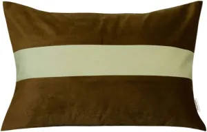 TangDepot Hevey Velvet Decorative Throw Pillow Covers Cushion Covers Pillow Cases with Cream White Striped,Super Soft,Indoor/Outdoor, Lumbar Pillow Shell, Pillowcase - (12"x18"2Pieces, Chocolate)
