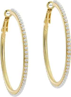 Ted Baker London Perla Large Pearl Hoop Earrings For Women (Gold/Pearl)