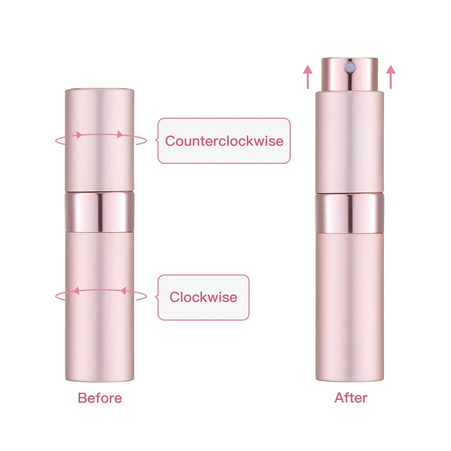 Tekson 8ml Travel Perfume Atomizer Refillable, Mini Cologne Spray Bottle Empty, Small Aftershave Portable Sprayer for Liquid Dispenser