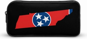 Tennessee State Map Flag Cute Pencil Case Pencil Pouch Portable Pen Bag with Zip Stationary Supplies Travel Storage Bag