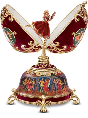The Bradford Exchange The Nutcracker Musical Egg Christmas Decor Peter Carl Fabergé-Style with More Than 100 Hand Set Simulated Gems 22k Gold Scroll Made of Heirloom Porcelain