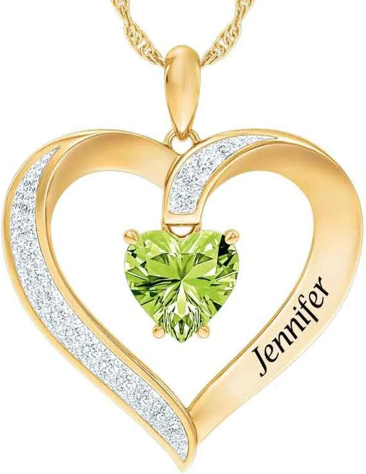 The Danbury Mint Personalized Birthstone Heart Pendant - Personalized Heart Pendant - Birthstone Jewelry Gifts - Gifts for Her (03 March) #5447-0018