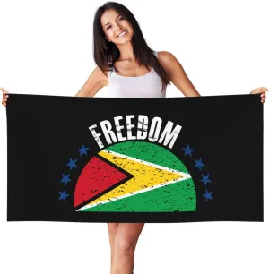 The Guyana Flag and Freedom Beach Towel 27.5 X 55 Inch Extra Large Sand Free Quick Dry Absorbent Travel Bath Towel Adult Pool Towels
