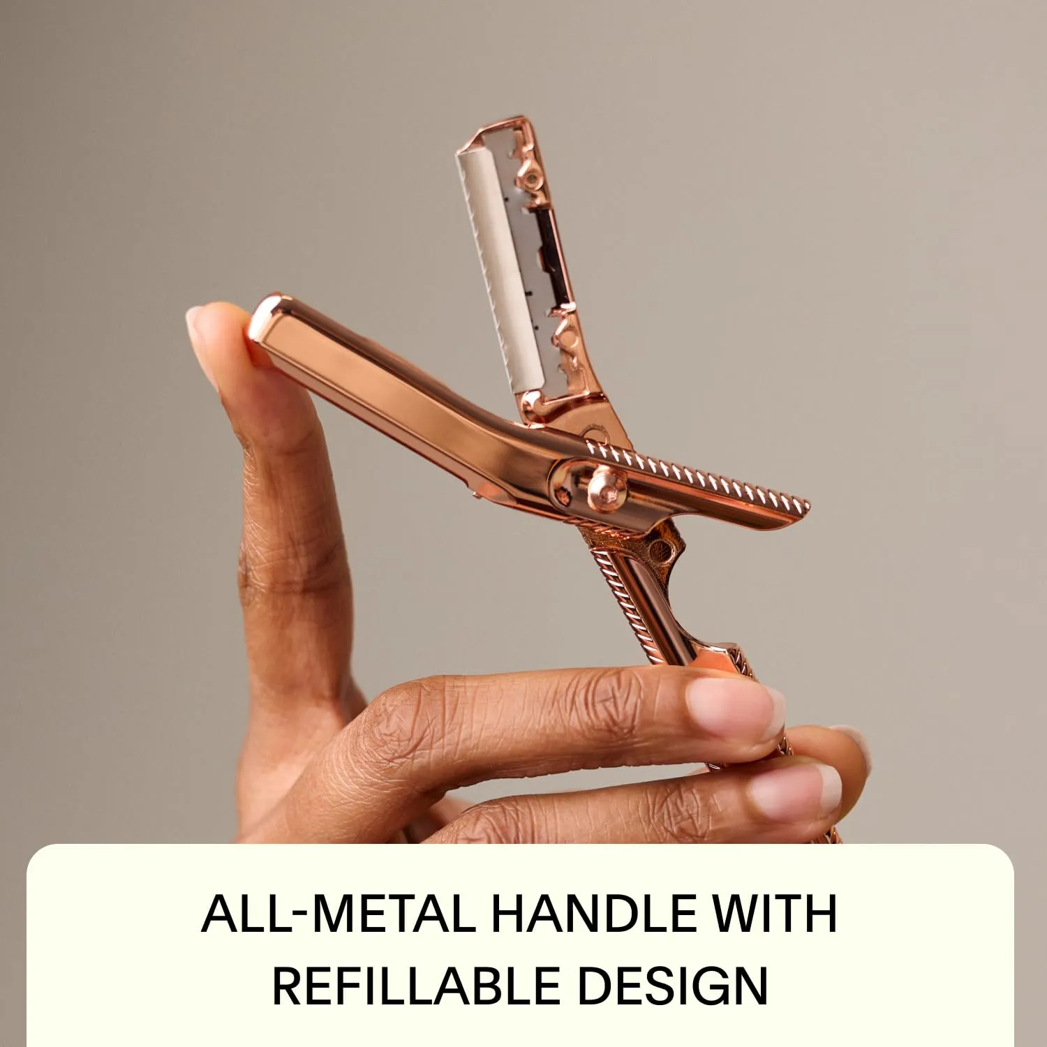 The Leaf Dermaplaner Kit, Fig - Plastic-Free Facial Razor and Exfoliating Tool Set; Includes 1x Dermaplaner, 1x Stand, 10x Refills