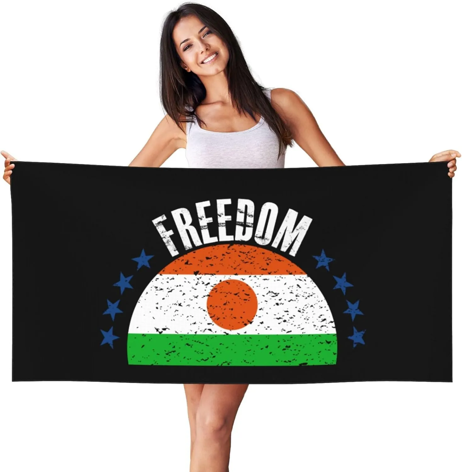 The Niger Flag and Freedom Beach Towel 27.5 X 55 Inch Extra Large Sand Free Quick Dry Absorbent Travel Bath Towel Adult Pool Towels
