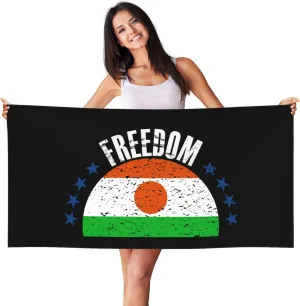 The Niger Flag and Freedom Beach Towel 27.5 X 55 Inch Extra Large Sand Free Quick Dry Absorbent Travel Bath Towel Adult Pool Towels