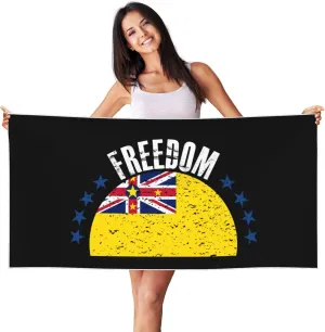 The Niue Flag and Freedom Beach Towel 27.5 X 55 Inch Extra Large Sand Free Quick Dry Absorbent Travel Bath Towel Adult Pool Towels