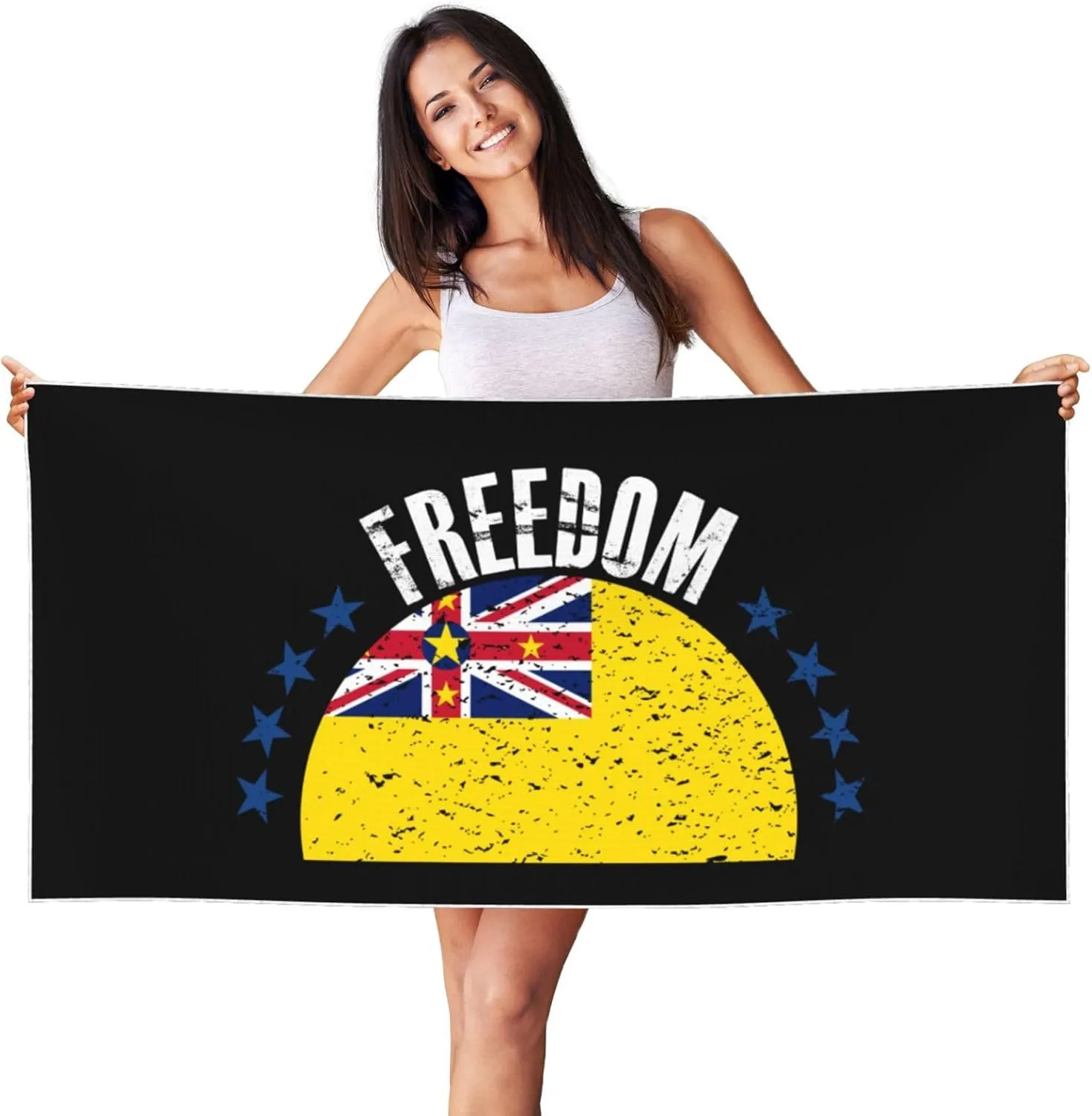 The Niue Flag and Freedom Beach Towel 27.5 X 55 Inch Extra Large Sand Free Quick Dry Absorbent Travel Bath Towel Adult Pool Towels