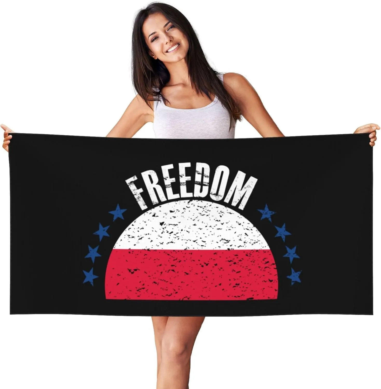 The Poland Flag and Freedom Beach Towel 27.5 X 55 Inch Extra Large Sand Free Quick Dry Absorbent Travel Bath Towel Adult Pool Towels