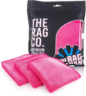 The Rag Company - Premium FTW Microfiber Cleaning Towels for Glass, Windows, Mirrors, Polished Surfaces - Streak-Free, Scratchless, 16" x16”, Pink, 3-Pack