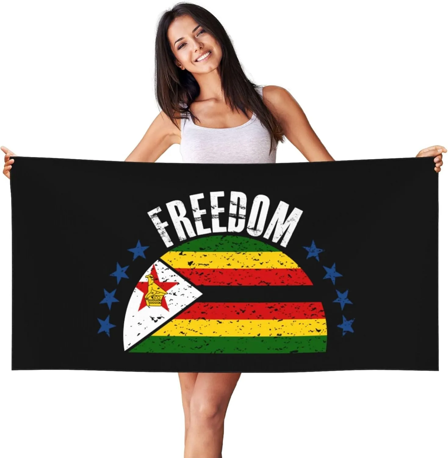 The Zimbabwe Flag and Freedom Beach Towel 27.5 X 55 Inch Extra Large Sand Free Quick Dry Absorbent Travel Bath Towel Adult Pool Towels