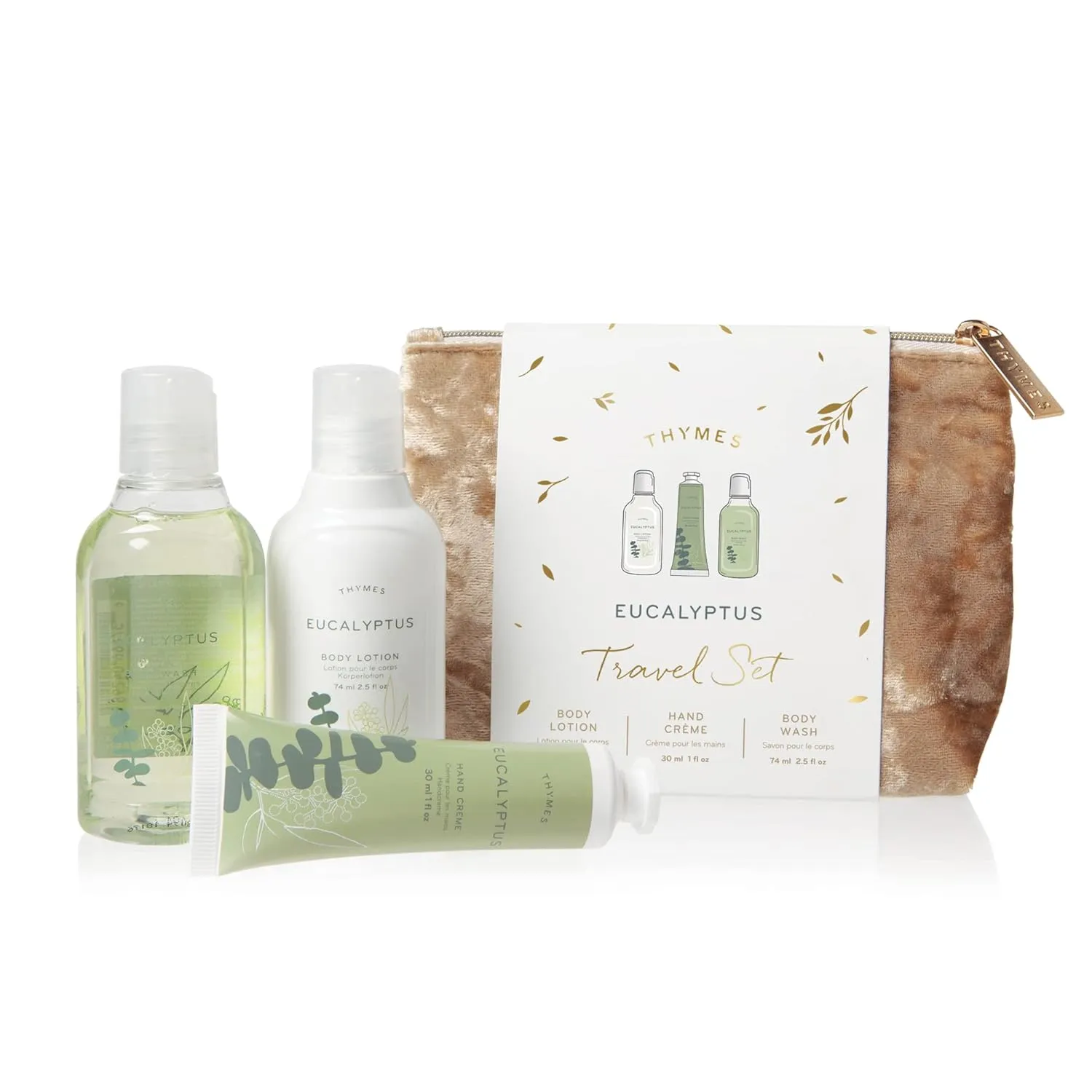 Thymes Travel Set and Beauty Bag - Contains Body Wash, Body Lotion & Hand Cream - Eucalyptus