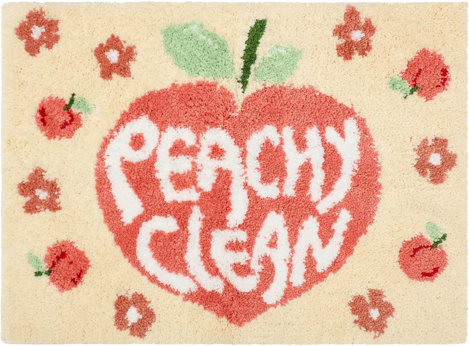 Timgle Peachy Clean Bath Mat Peach Bathroom Decor Non Slip Soft Water Absorbent Cute Bathroom Rugs Aesthetic Cute Bathmat Machine Washable for Home Bathtub Shower Toilet, 18 x 24 Inches