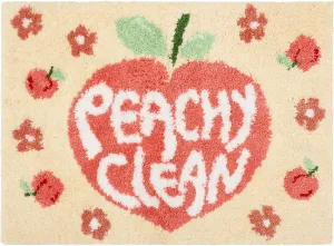 Timgle Peachy Clean Bath Mat Peach Bathroom Decor Non Slip Soft Water Absorbent Cute Bathroom Rugs Aesthetic Cute Bathmat Machine Washable for Home Bathtub Shower Toilet, 18 x 24 Inches
