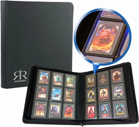 Top Loader Card Binder | Holds 360 Toploaders | ROTHRATHER 9 Pocket Top Loader Card Storage with Sleeves for 3" x 4" Card Holders for Trading Cards or Sports Cards (Black)