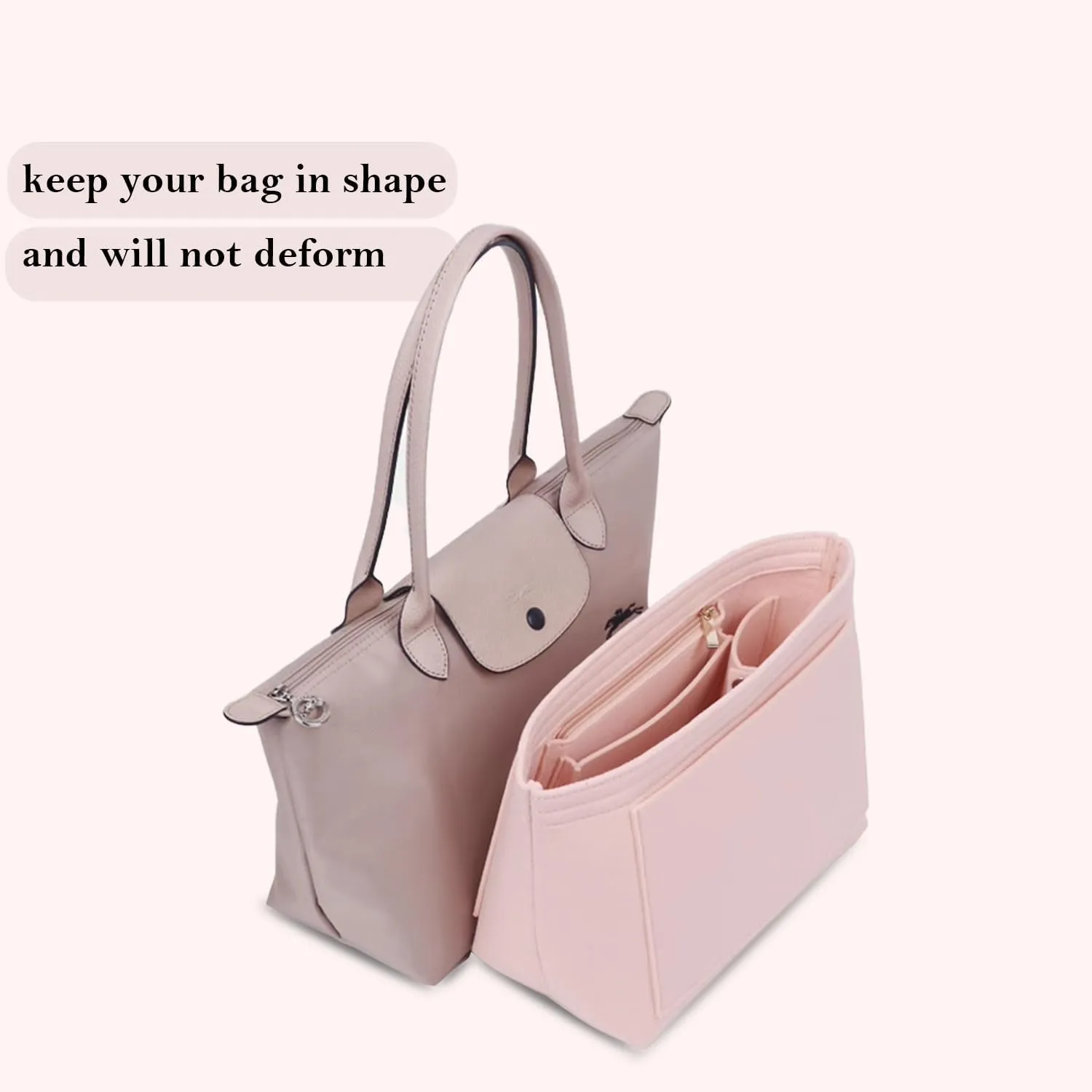 Tote organizer, Longchamp organizer insert for Longchamp Le Pliage Neo crossbody bag (M(14.5x5.9x9.8), Pink)