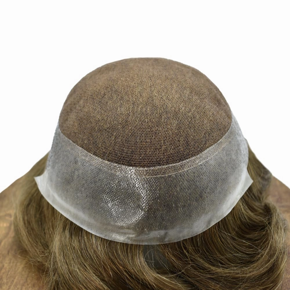 Toupee For Men Hair Replacement System Real Human Hair Piece For Men Swiss Lace Mens Toupee Hair System For Men 8x10 100% light to medium density#1720 17# DARK ASH BLONDE 20% GREY