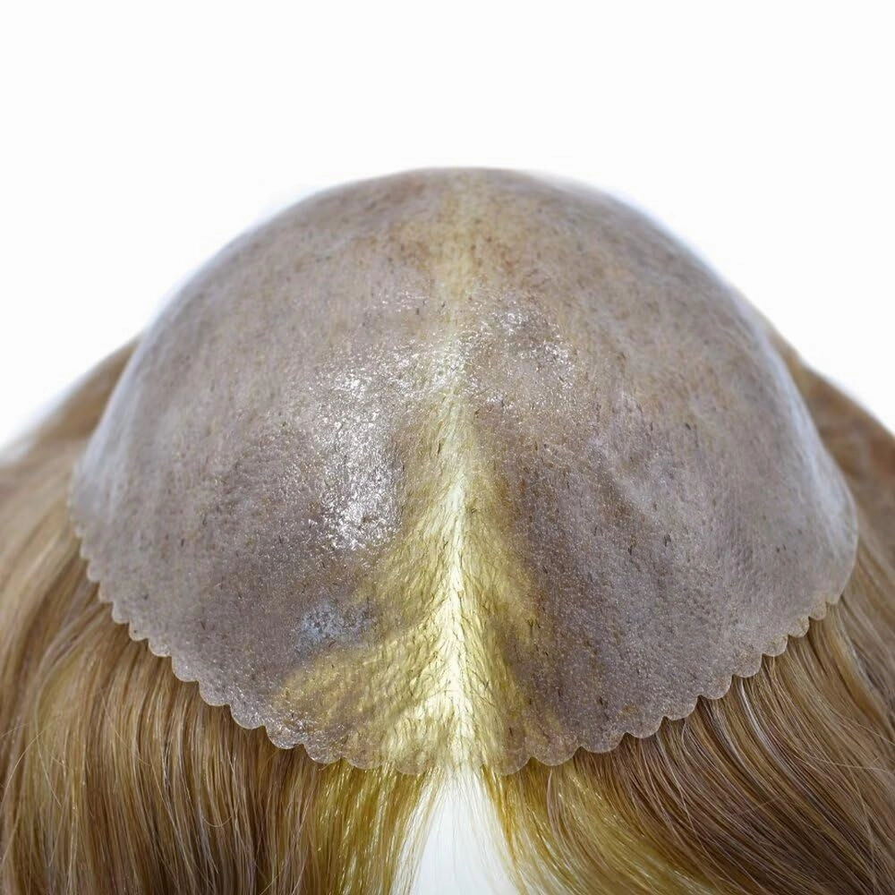 Toupee for Men Hair System Full Poly Mens Toupee Injected PU Mens Hairpieces Soft European Human Hair Units Durable Mens Hair Piece Medium Density6X8"-120% Density-#10R