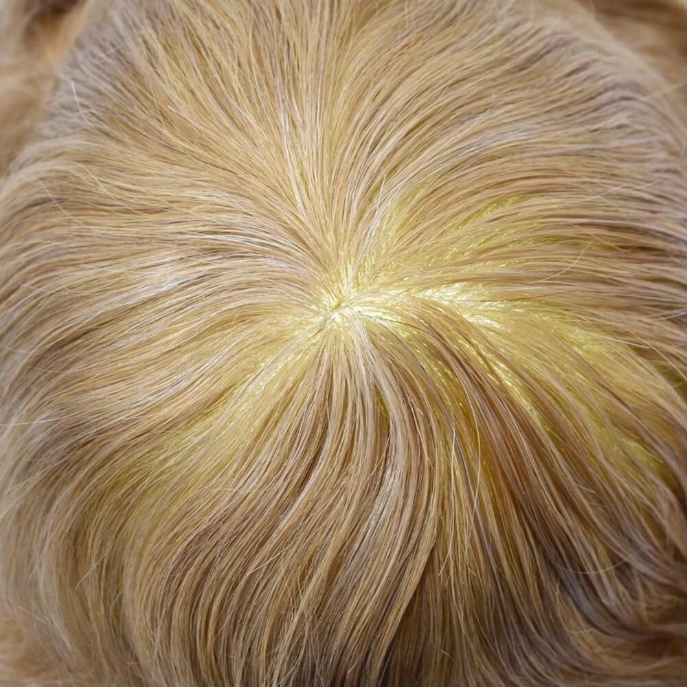 Toupee for Men Hair System Full Poly Mens Toupee Injected PU Mens Hairpieces Soft European Human Hair Units Durable Mens Hair Piece Medium Density6X8"-120% Density-#10R