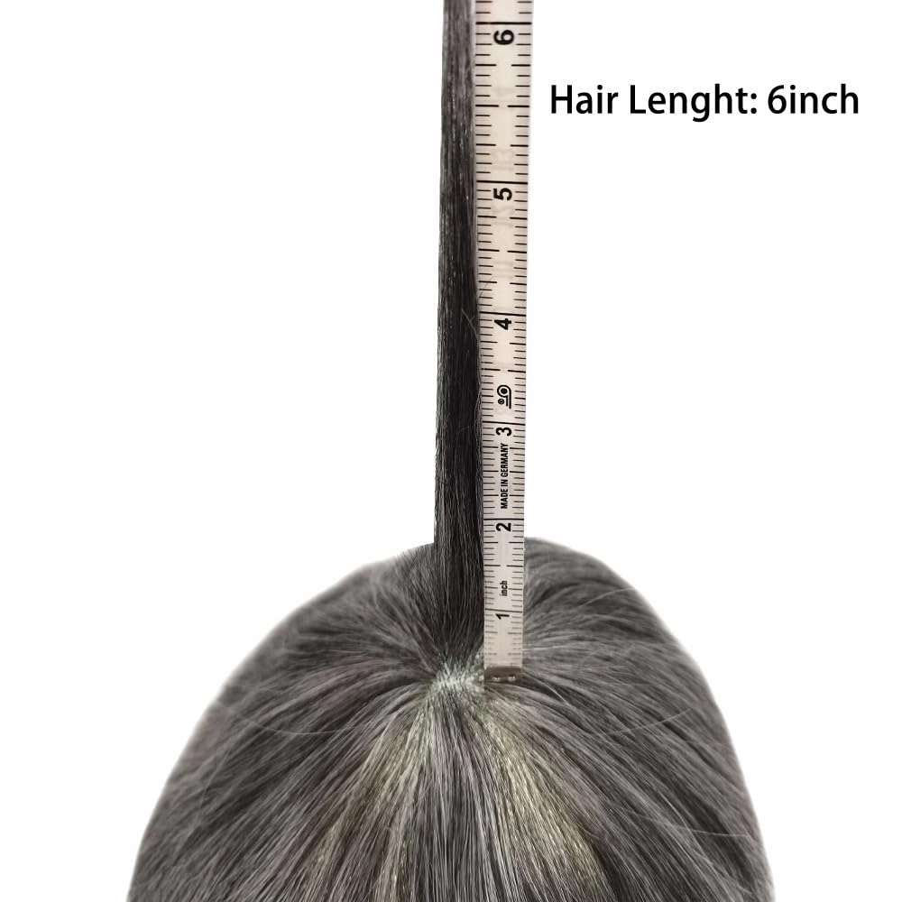 Toupee For Men Real Human Hair Pieces Fine Mono Mens Hair Replacement System French Lace Mens Toupee Hair Piece For Men Hair System For Men 8x10 Medium light density #1B40 1B# OFF BLACK 40% GREY