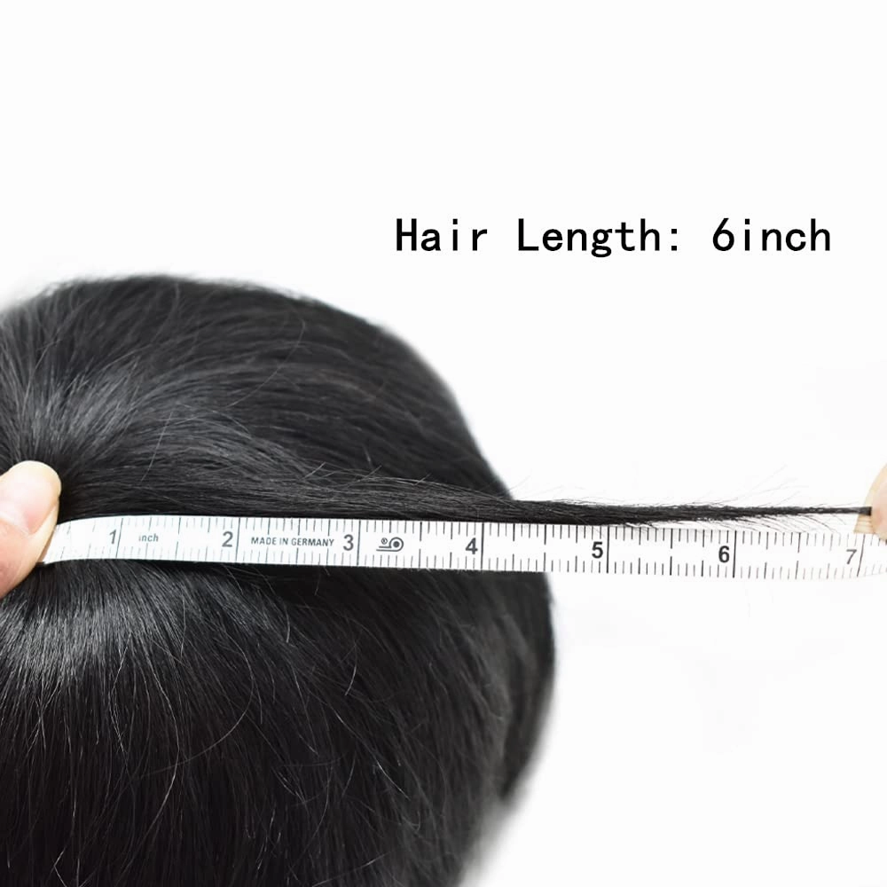 Toupee Hair For Men European Human Hair Piece Men Hair Replacemnt System Fine Mono Mens Toupee Hair Prosthesis Protesis Capilar Hombre 8X10#1B Off Black 120% Density