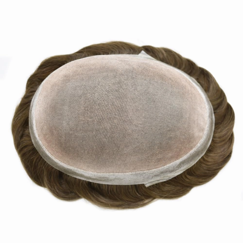 Toupee Hair For Men European Human Hair Piece Men Hair Replacemnt System Fine Mono Mens Toupee Hairpiece Protesis Capilar Hombre 7X9#17 Dark Ash Blonde 120% Density
